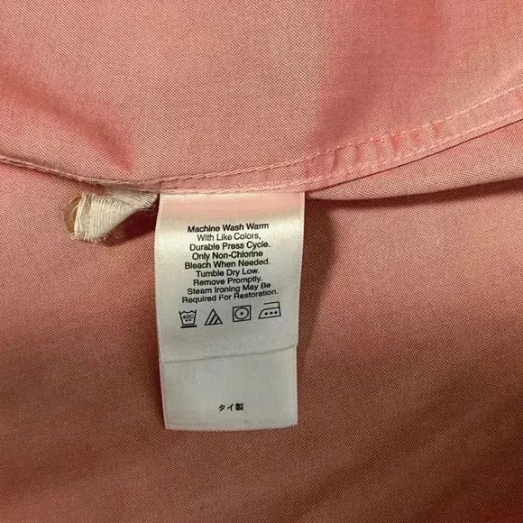 Eddie Bauer Salmon Pink 3/4 Sleeve Size Medium Stretch Winkle Resistant - Picture 6 of 11